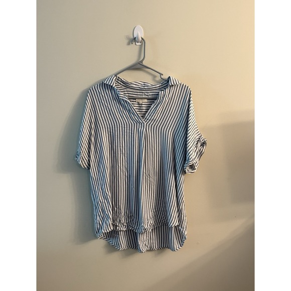 Thread & Supply Tops - Thread & Supply White‎ Blue Striped Tunic Shirt Blouse Womens Size M